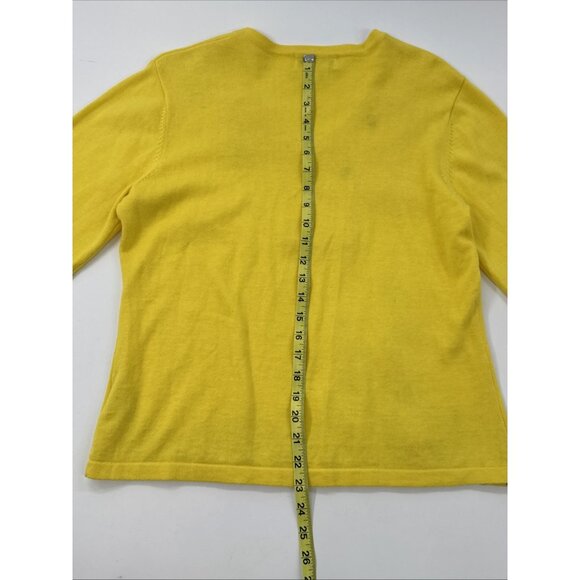 Jack B. Quick Sweater Womens Large Yellow Flamingo Florida Sequins Vacation 90s - Picture 10 of 12